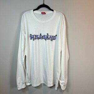 Full Send Nelk Boys Long Sleeve Shirt White Spell Out Cannabis Leaves Mens Sz XL